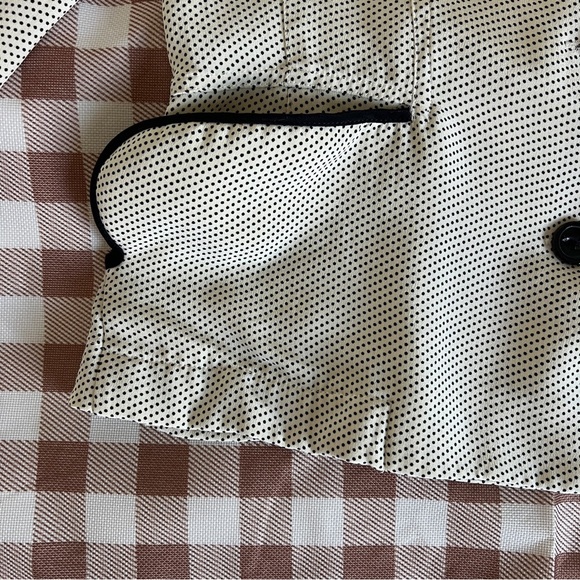 Jones New York 100% Silk Polka Dot Cream Blazer with Black Trim - Picture 4 of 11